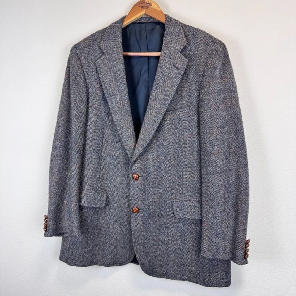 Vintage Chaps Ralph Lauren Tweed Blazer Mens 42R British Wool Herringbone Usa
